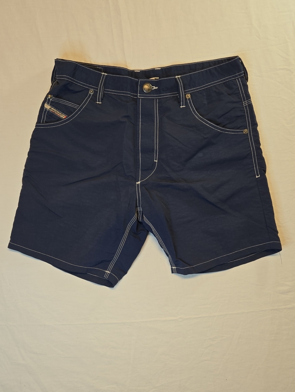 Diesel Beachwear Navy Blue Hybrid Shorts with White Contrast Stitching